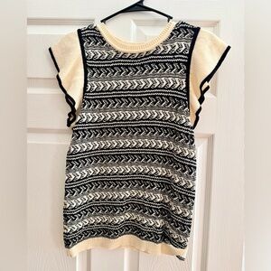 Skies Are Blue Black and Cream Knit Sleeveless Top